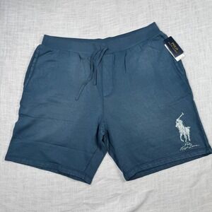 NWT Polo Ralph Lauren Men 3XB Big Pony Fleece Sweat Shorts Blue Soft Athleisure